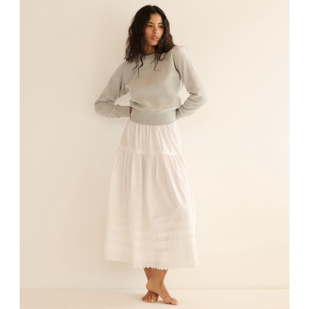 NWT DOEN Sebastiane Skirt Powder Organic Cotton Poplin Eyelet Maxi sz M - Picture 4 of 11